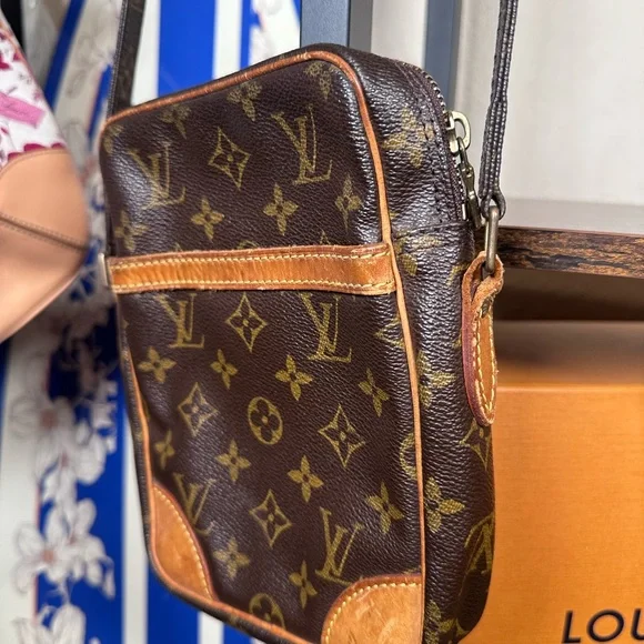 Authentic Louis Vuitton Danube Monogram Brown Messenger Crossbody Bag